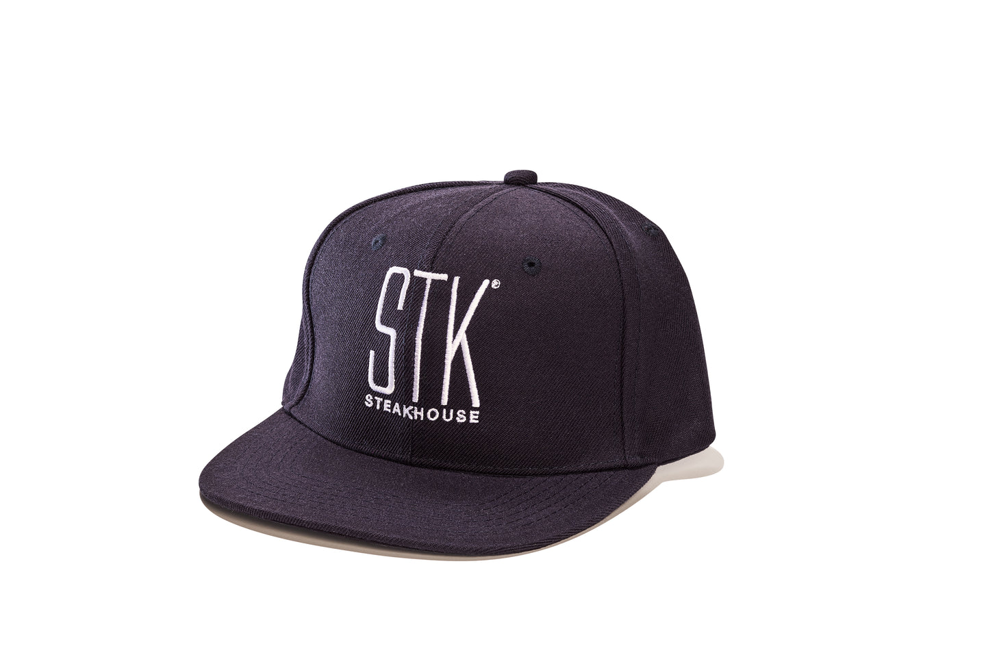 black hat with embroidered STK logo